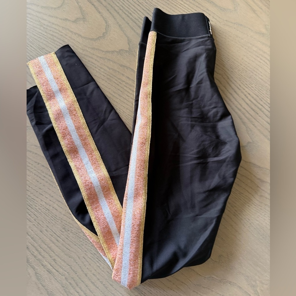 Ultracor Collegiate black leggings w/Gold, Rose, and Silver Stripe Leggings/XS - Picture 5 of 5